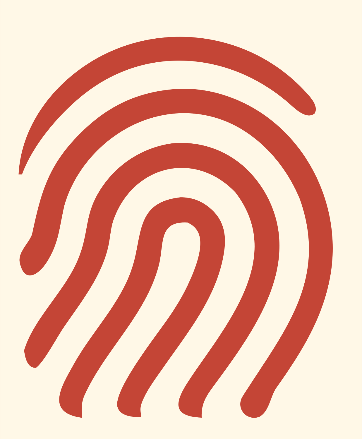 Monoline Fingerprint Identity Mark #fff8e7/#c44536