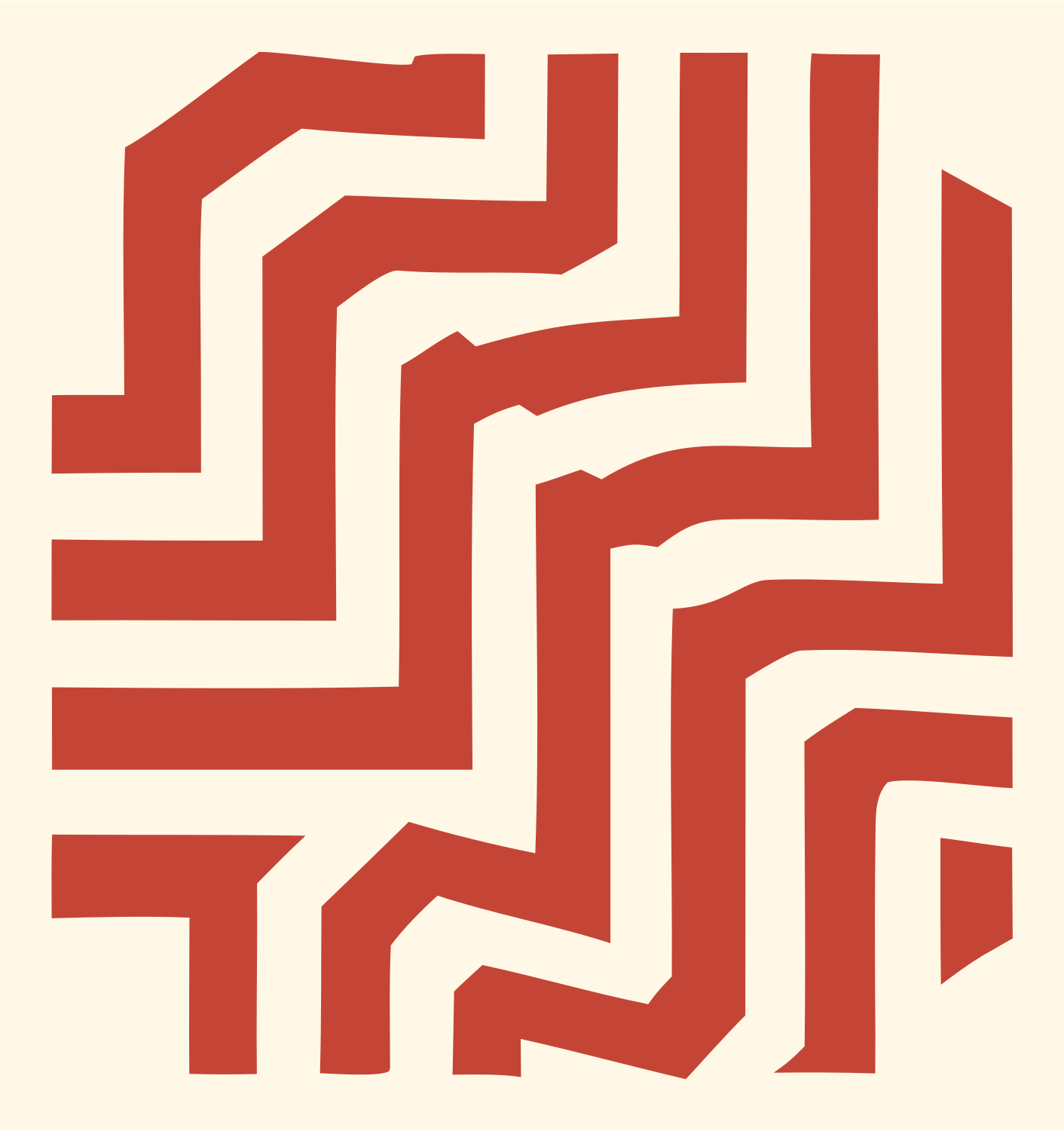 Maze Fingerprint Square Mark #fff8e7/#c44536