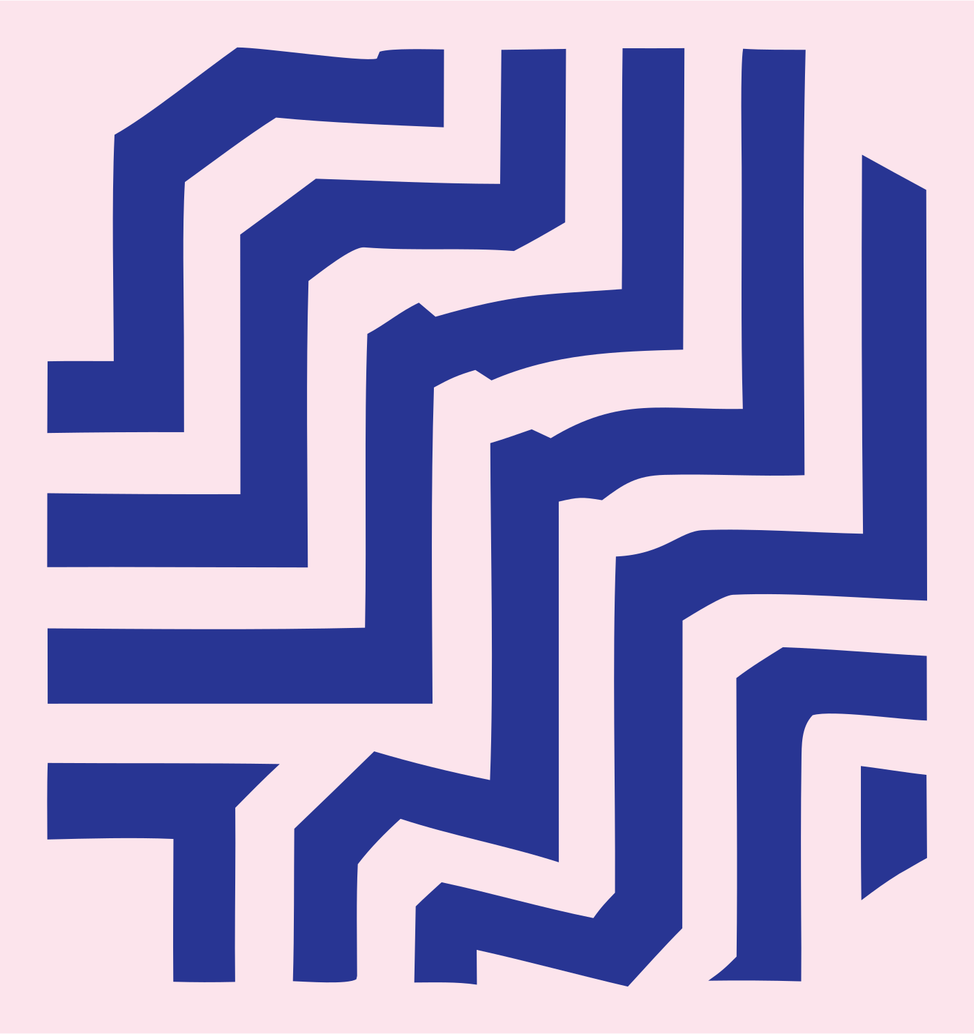 Maze Fingerprint Square Mark #fce4ec/#283593