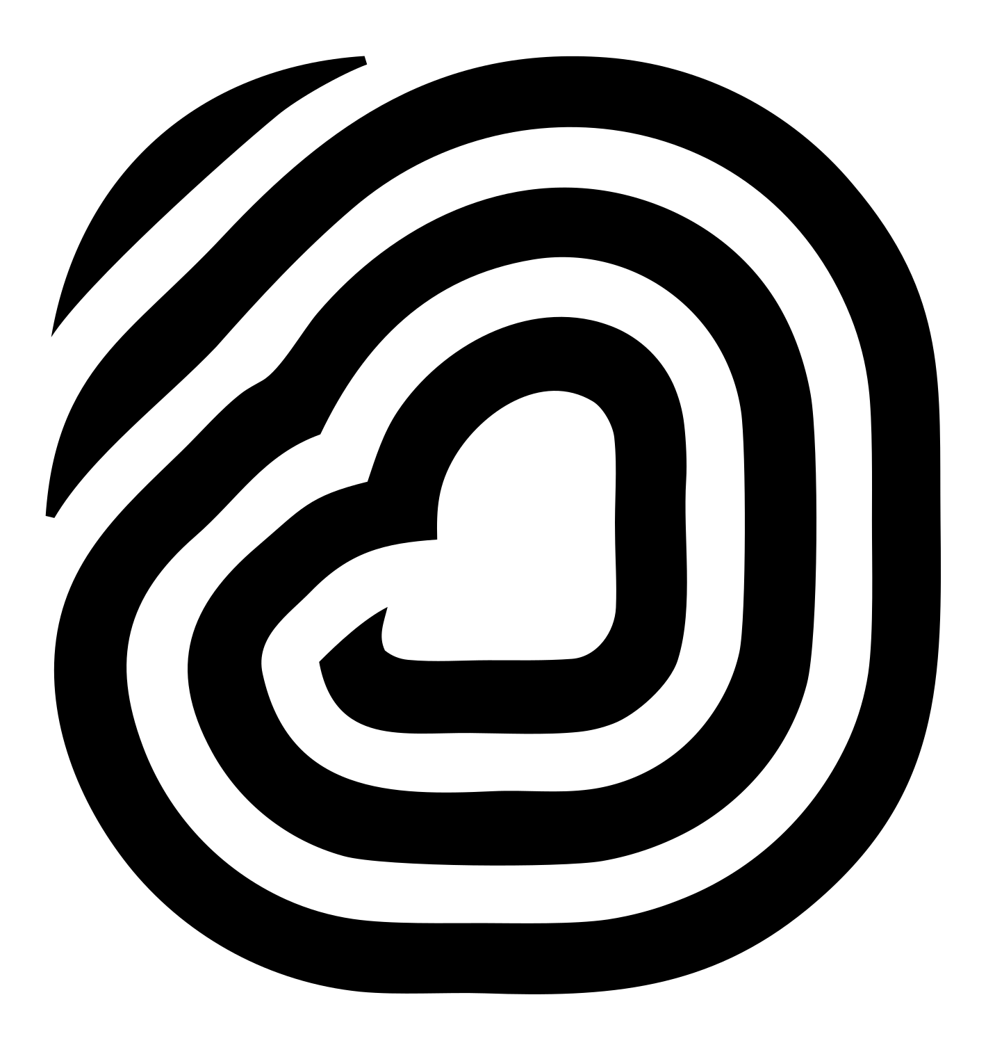 Monoline Heart Fingerprint Mark #ffffff/#000000