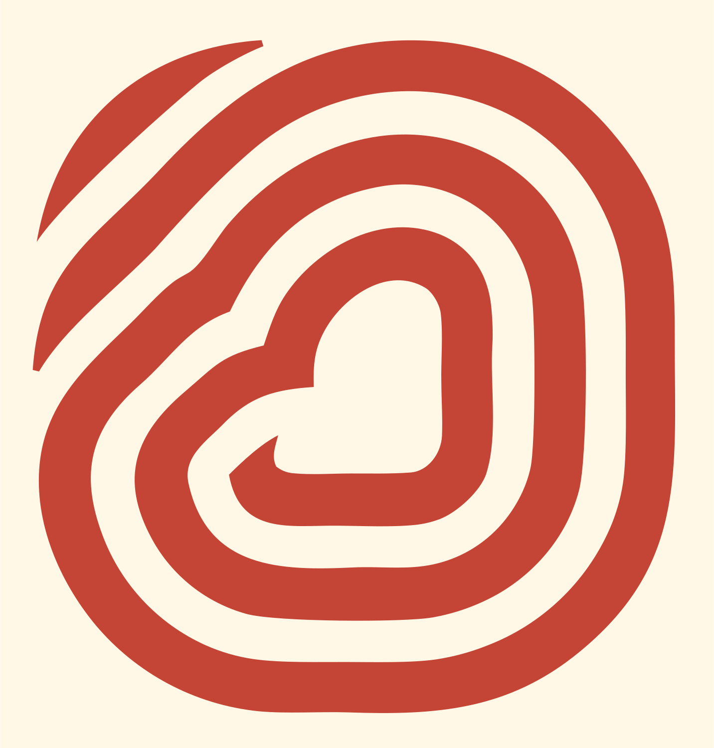 Monoline Heart Fingerprint Mark #fff8e7/#c44536