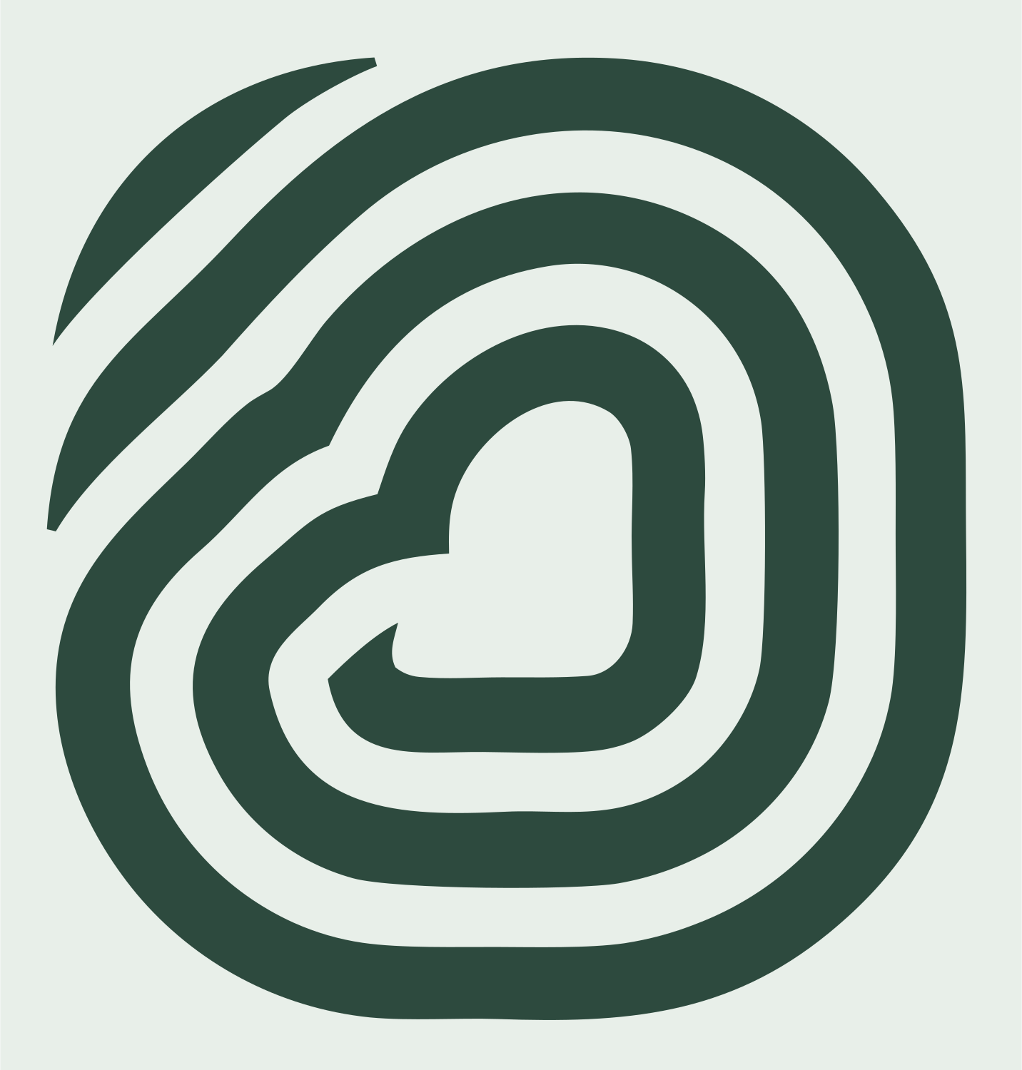 Monoline Heart Fingerprint Mark #e8efe9/#2d4a3e