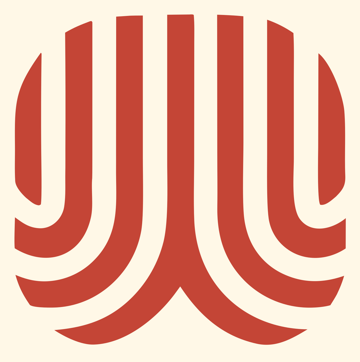 Negative Space Fingerprint Wing Mark #fff8e7/#c44536