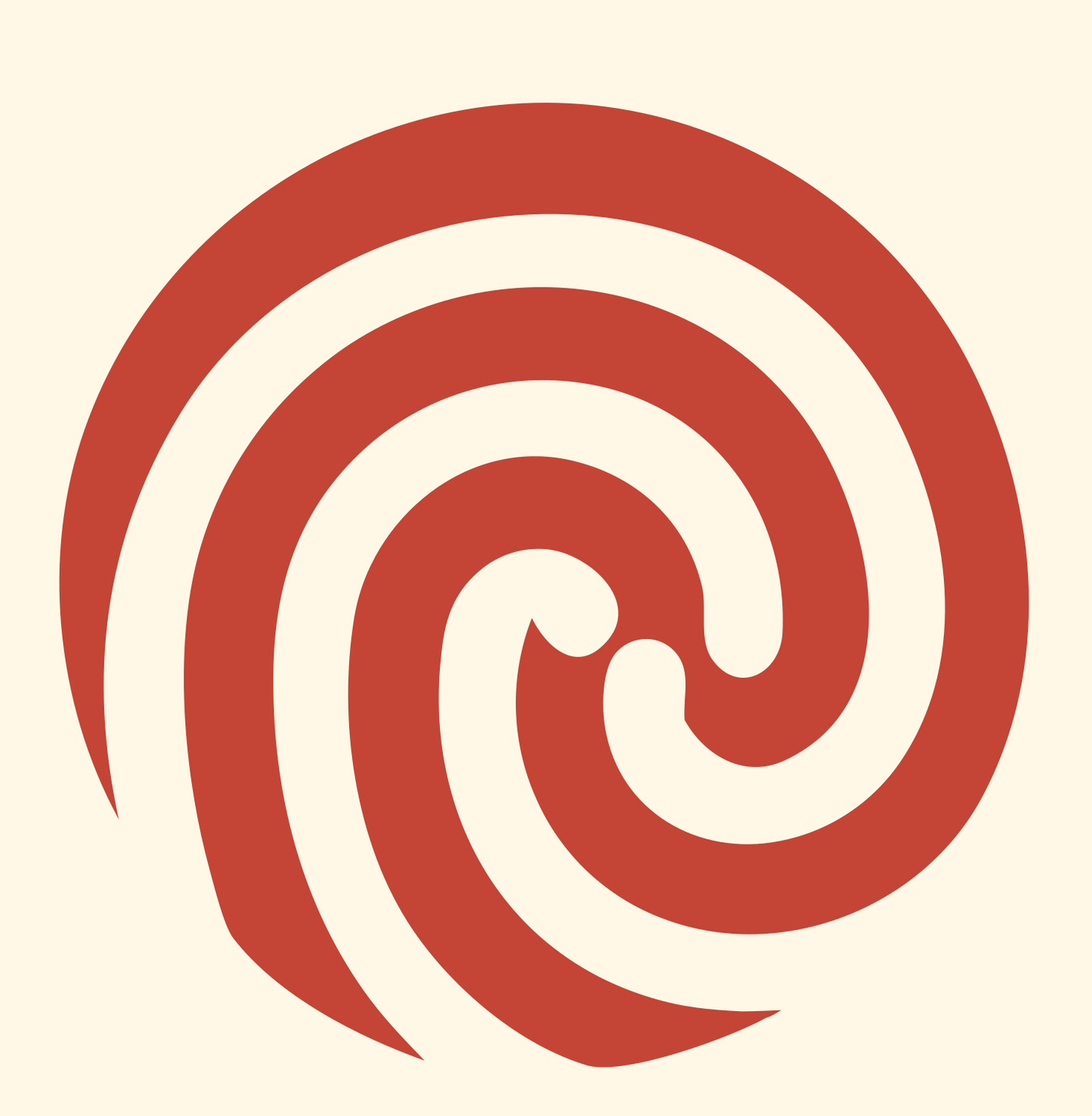 Negative Space Fingerprint Swirl Mark #fff8e7/#c44536