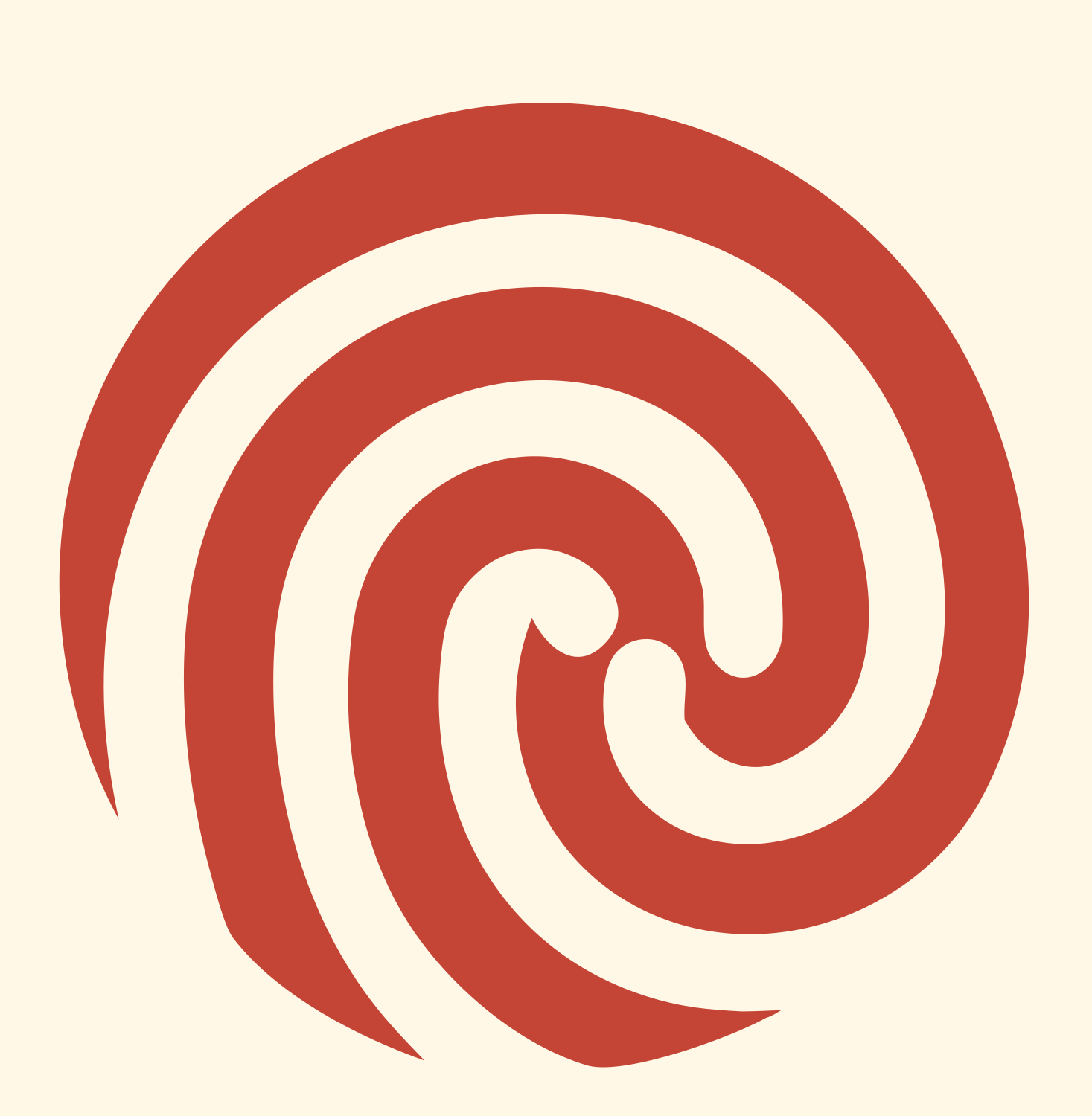 Negative Space Fingerprint Swirl Mark #fff8e7/#c44536