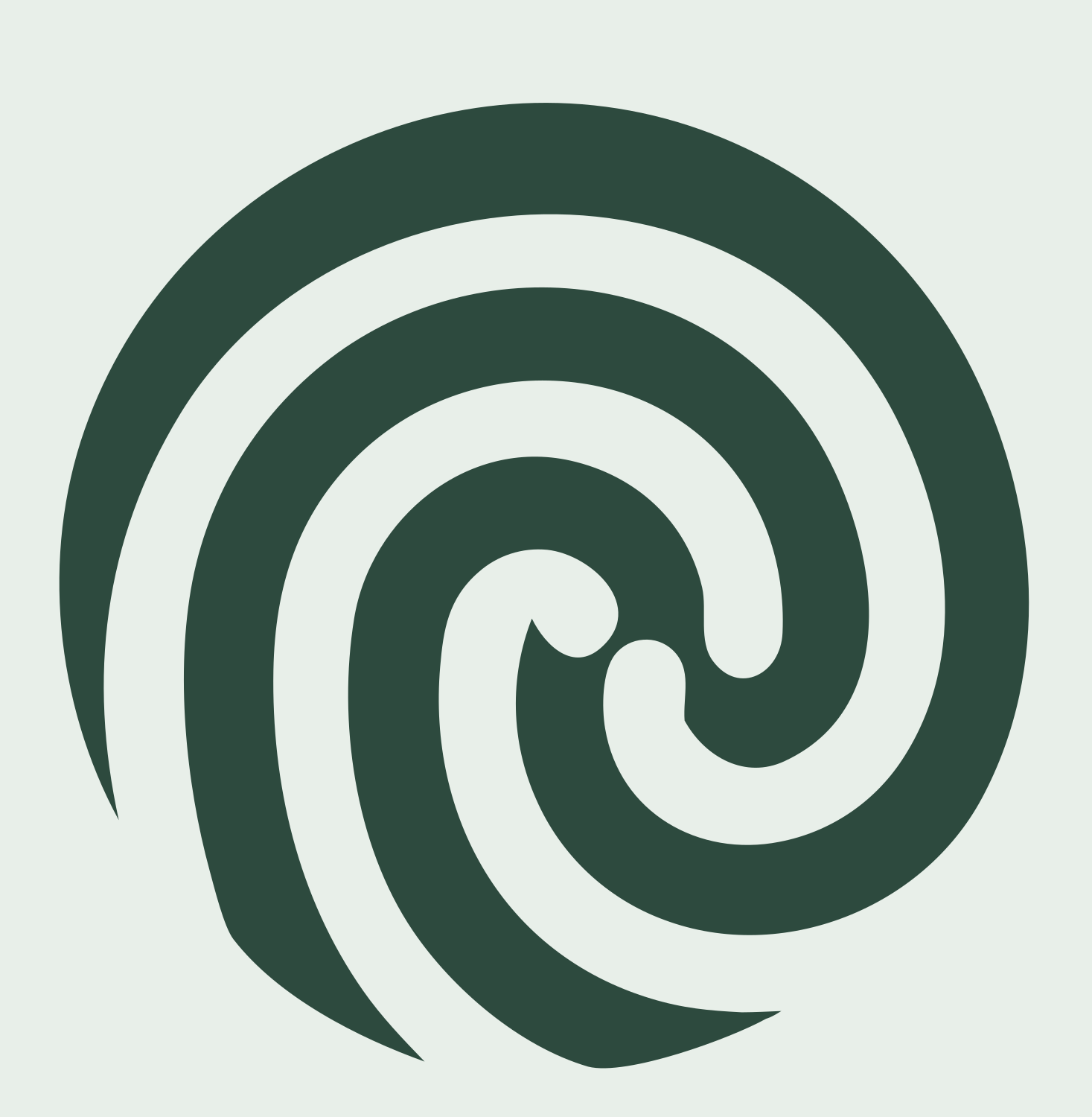 Negative Space Fingerprint Swirl Mark #e8efe9/#2d4a3e