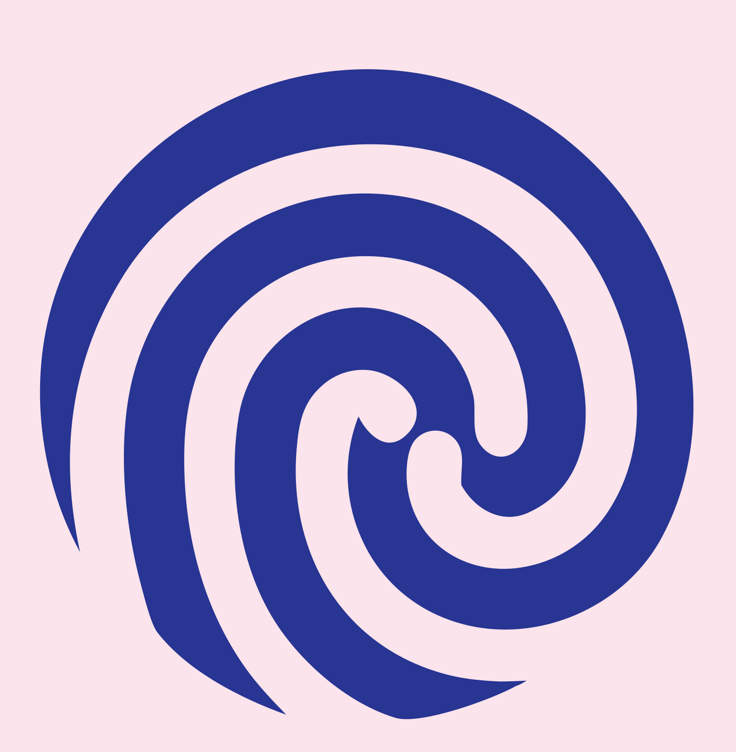 Negative Space Fingerprint Swirl Mark #fce4ec/#283593