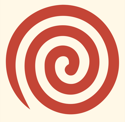Bold Spiral Vortex Mark #fff8e7/#c44536