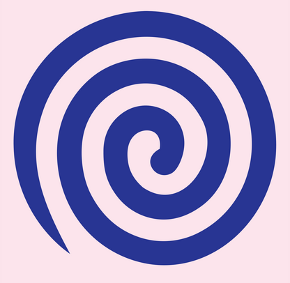 Bold Spiral Vortex Mark #fce4ec/#283593