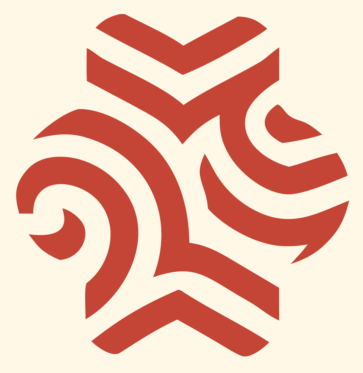 Negative Space Chevron Fingerprint Mark #fff8e7/#c44536