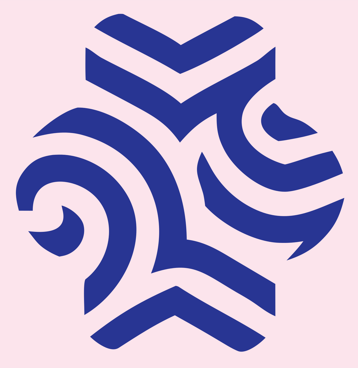 Negative Space Chevron Fingerprint Mark #fce4ec/#283593