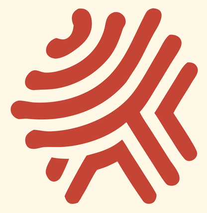 Negative Space Fingerprint Chevron Mark #fff8e7/#c44536