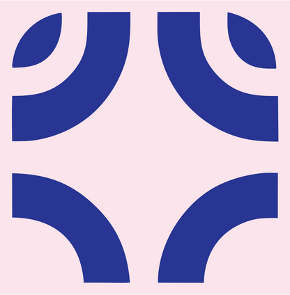 Negative Space Quarter Arc Mark #fce4ec/#283593