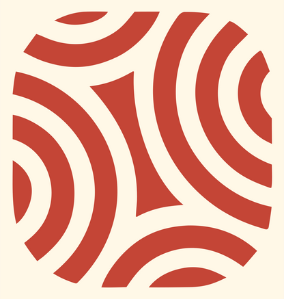 Negative Space Fingerprint Badge #fff8e7/#c44536