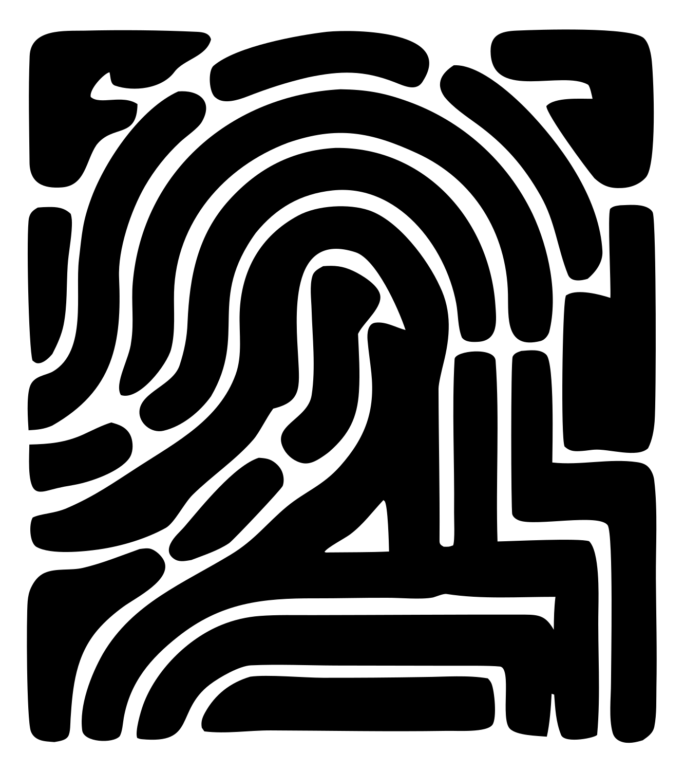 Blocky Fingerprint Square Badge #ffffff/#000000