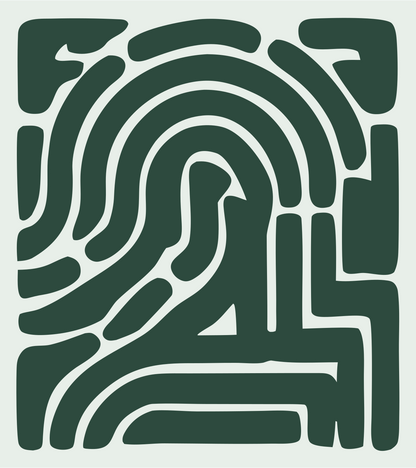 Blocky Fingerprint Square Badge #e8efe9/#2d4a3e
