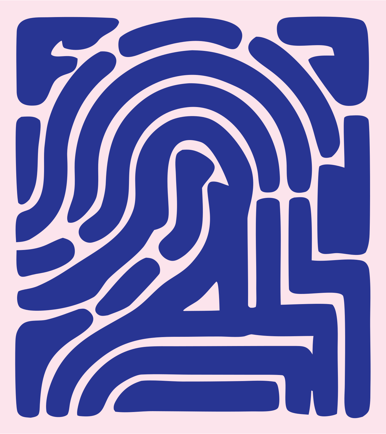 Blocky Fingerprint Square Badge #fce4ec/#283593