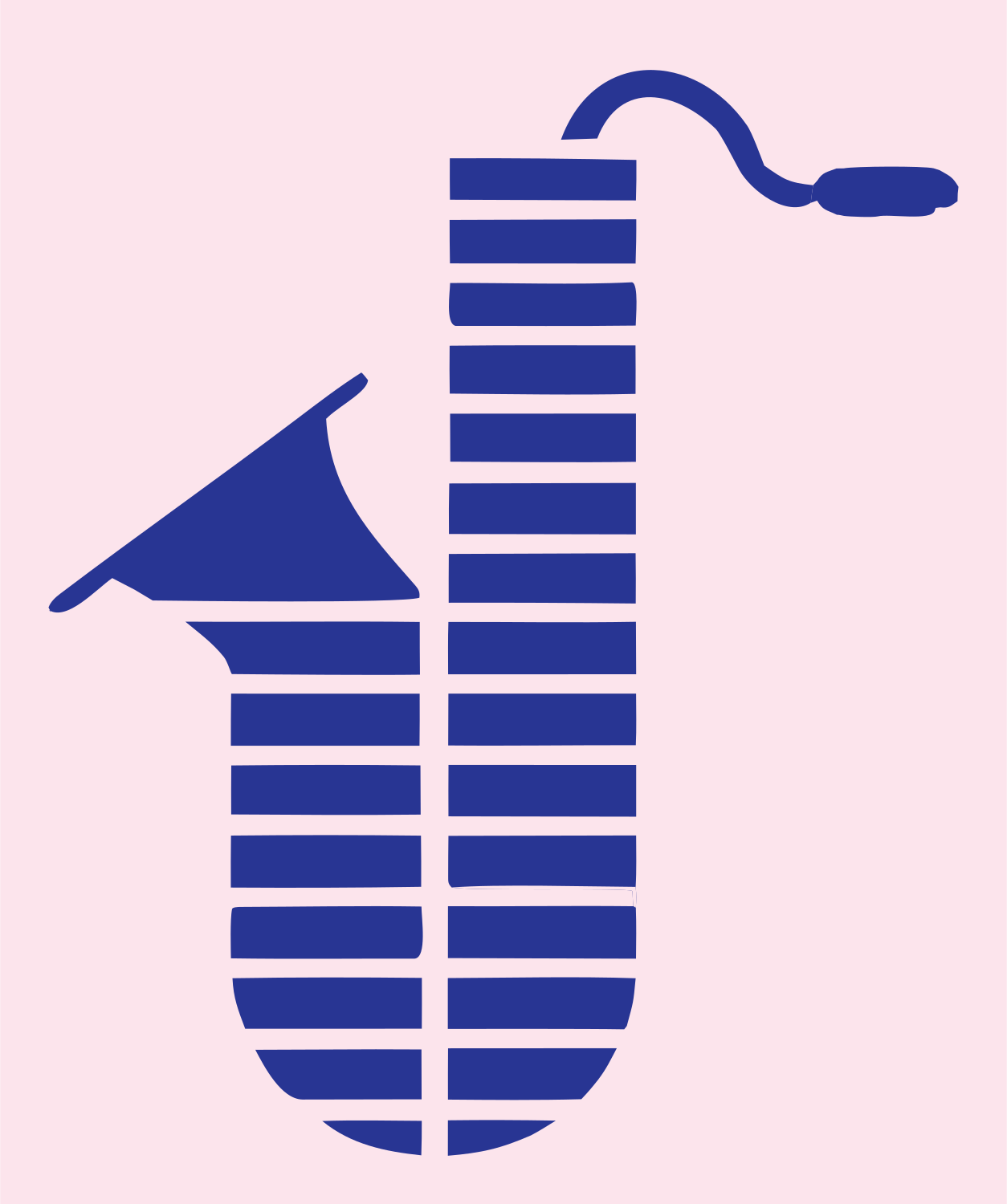 Bold Striped Saxophone Mark #fce4ec/#283593