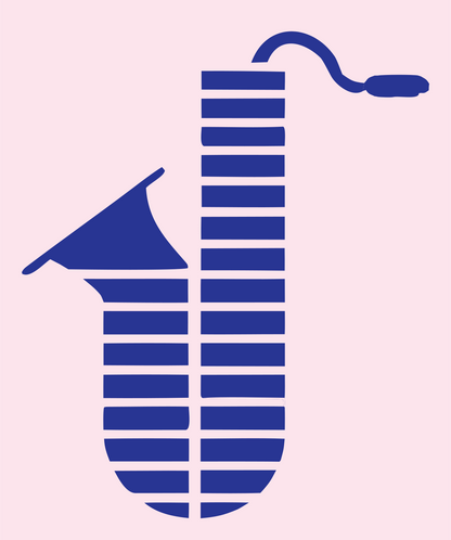 Bold Striped Saxophone Mark #fce4ec/#283593