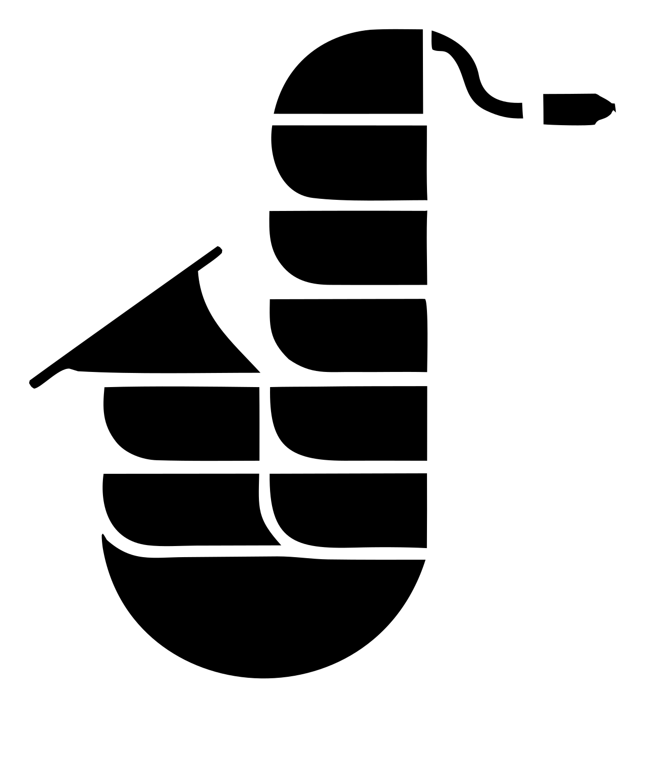 Bold Saxophone Segmented Icon #ffffff/#000000