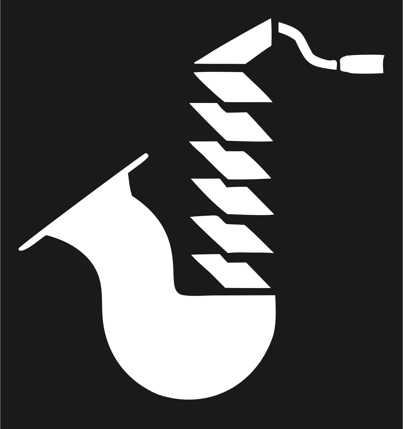 Bold Saxophone Jazz Emblem #1a1a1a/#ffffff