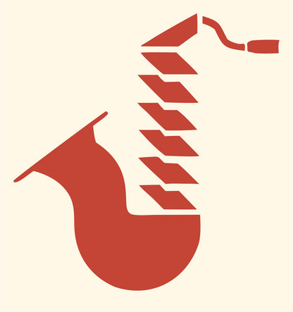 Bold Saxophone Jazz Emblem #fff8e7/#c44536