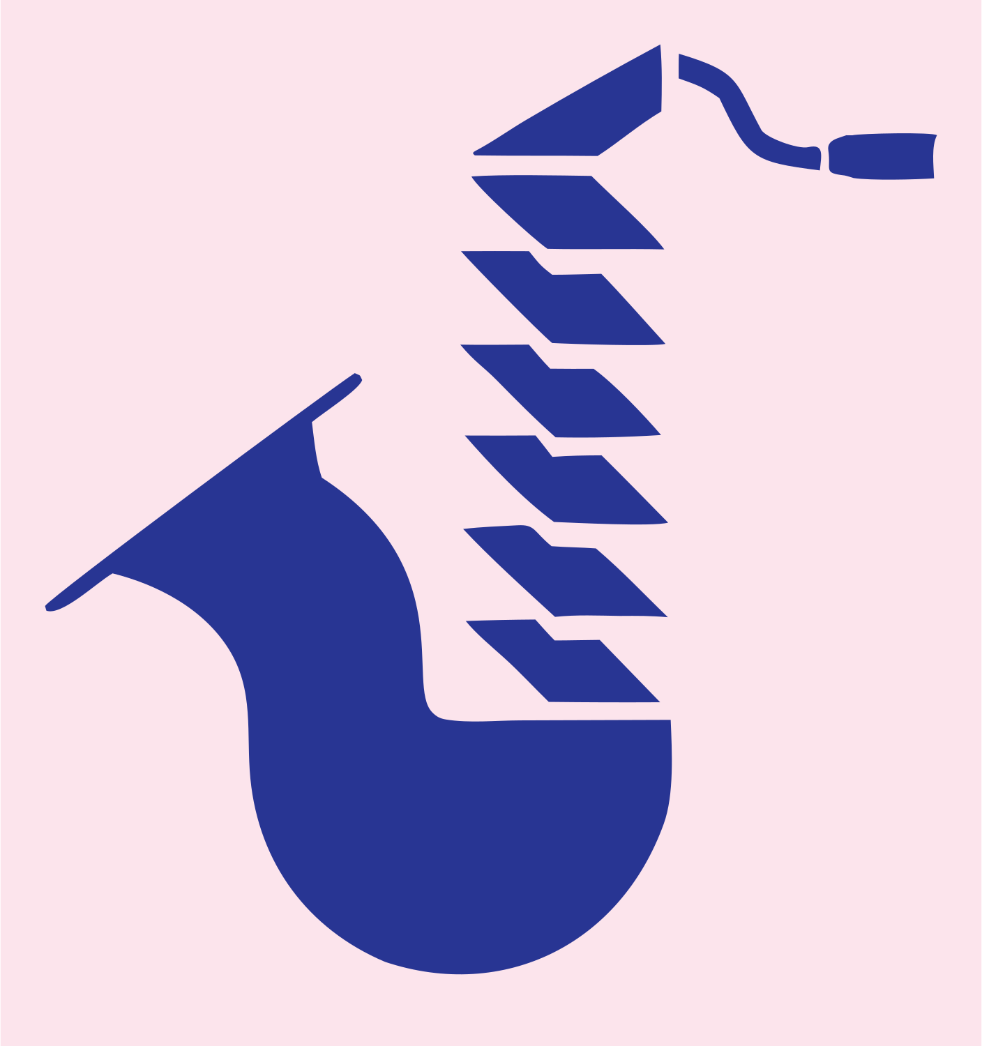 Bold Saxophone Jazz Emblem #fce4ec/#283593