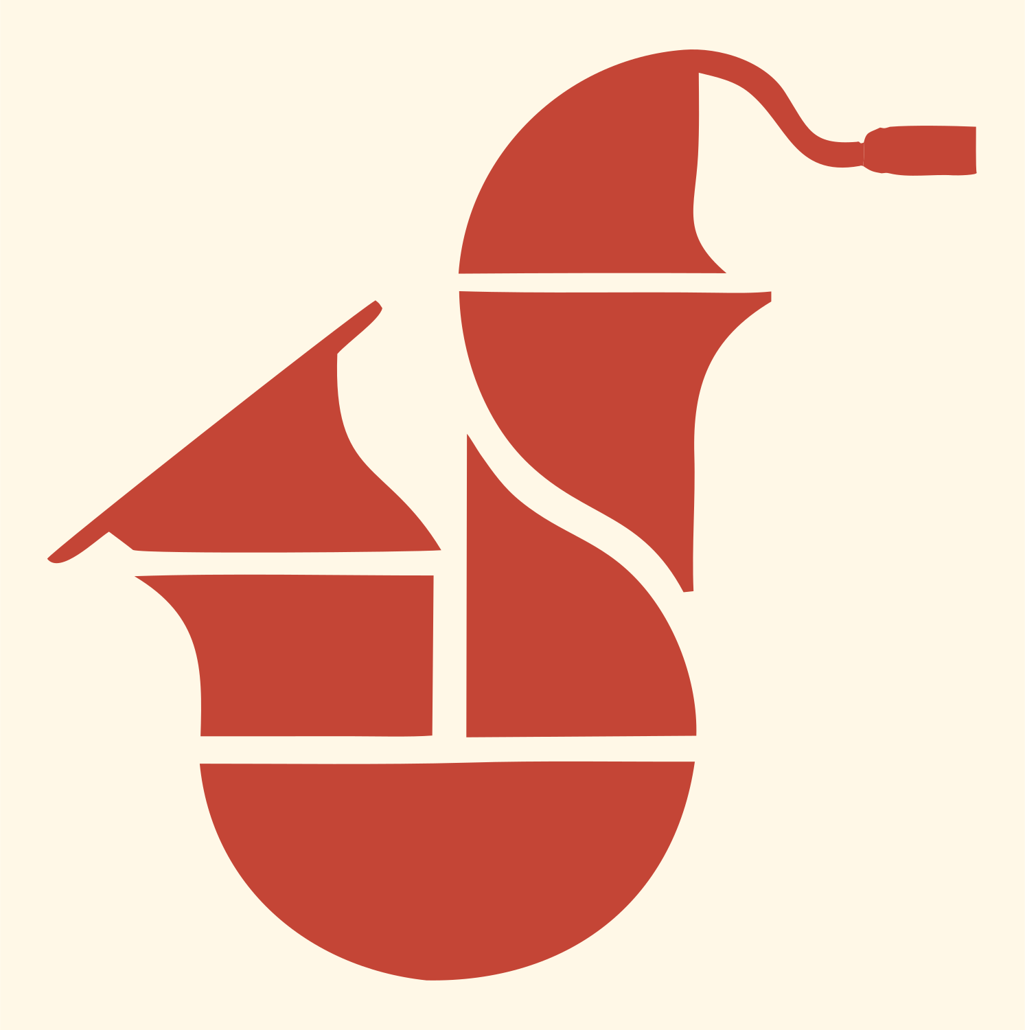 Bold Saxophone Block Crest #fff8e7/#c44536