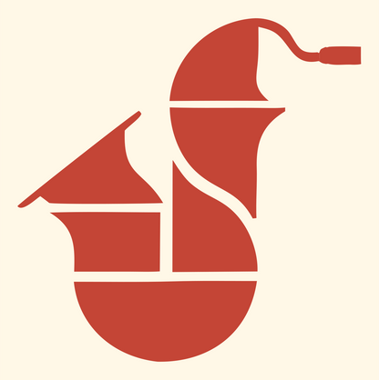 Bold Saxophone Block Crest #fff8e7/#c44536