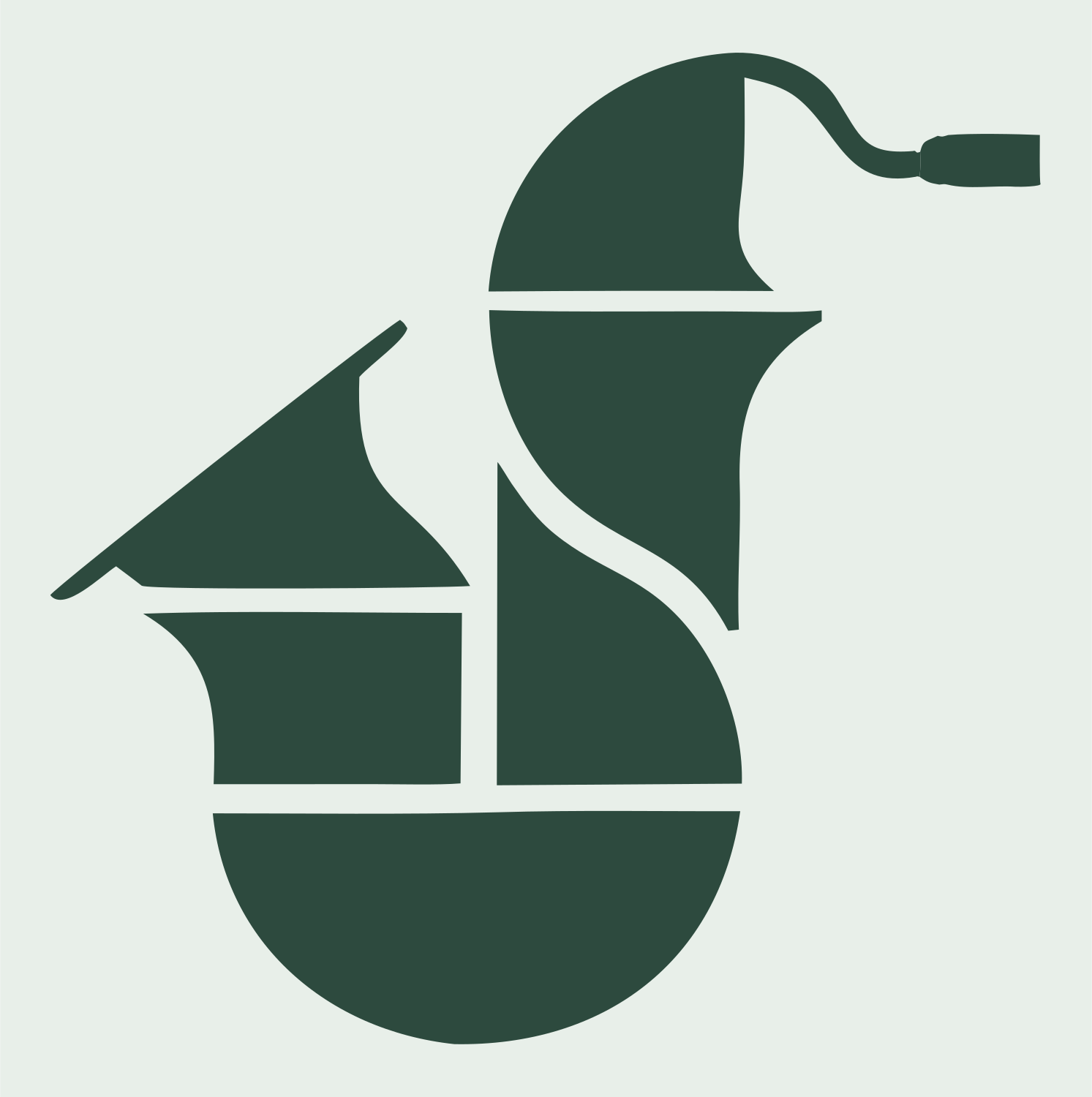 Bold Saxophone Block Crest #e8efe9/#2d4a3e