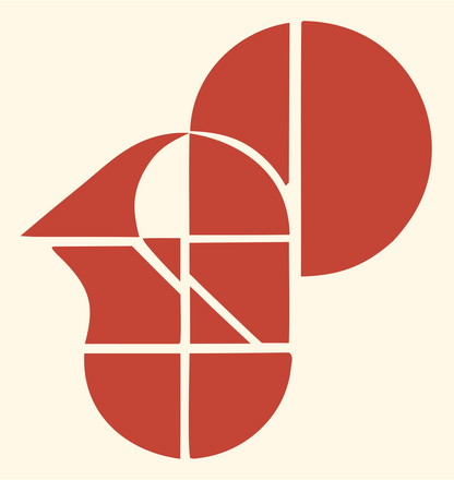 Geometric Saxophone Grid Logo #fff8e7/#c44536