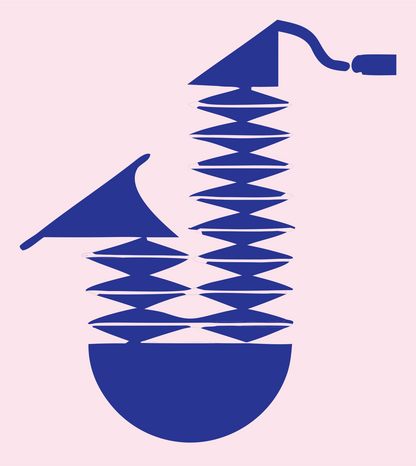 Geometric Saxophone Diamond Logo #fce4ec/#283593