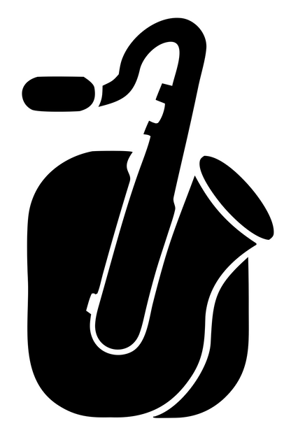 Silhouette Saxophone Negative Space Icon #ffffff/#000000