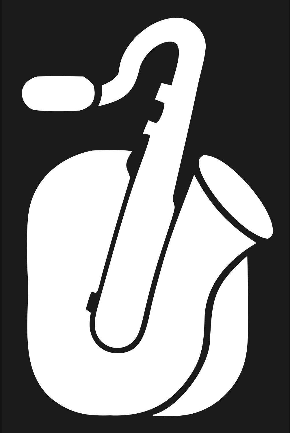 Silhouette Saxophone Negative Space Icon #1a1a1a/#ffffff