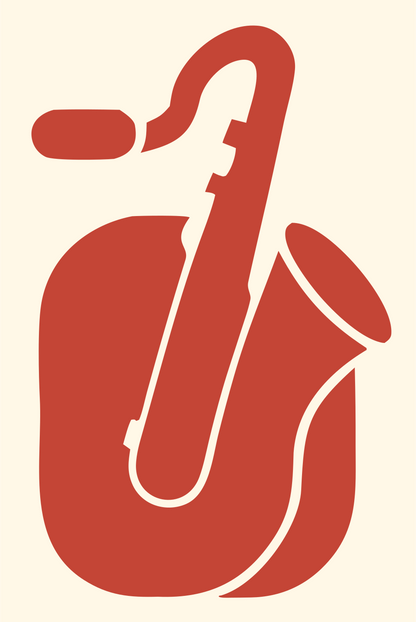 Silhouette Saxophone Negative Space Icon #fff8e7/#c44536