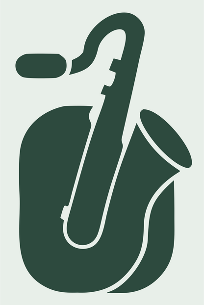 Silhouette Saxophone Negative Space Icon #e8efe9/#2d4a3e