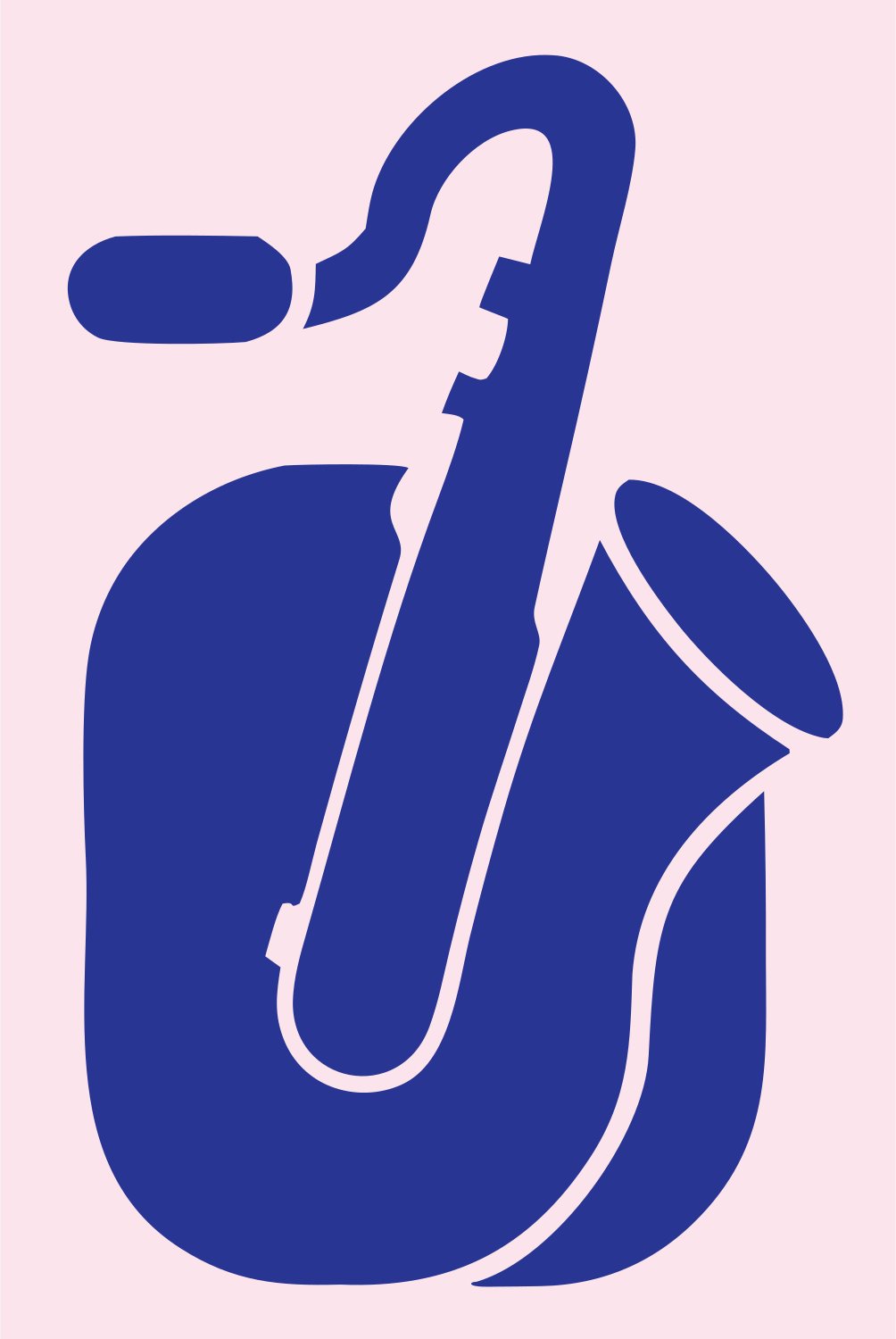 Silhouette Saxophone Negative Space Icon #fce4ec/#283593