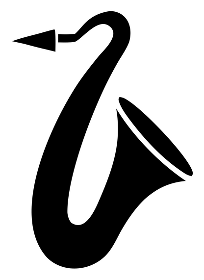 Classic Saxophone Silhouette Icon #ffffff/#000000