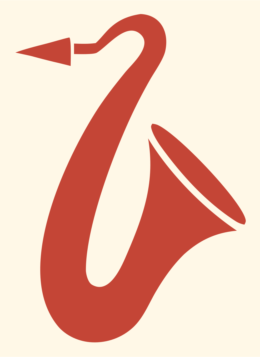 Classic Saxophone Silhouette Icon #fff8e7/#c44536