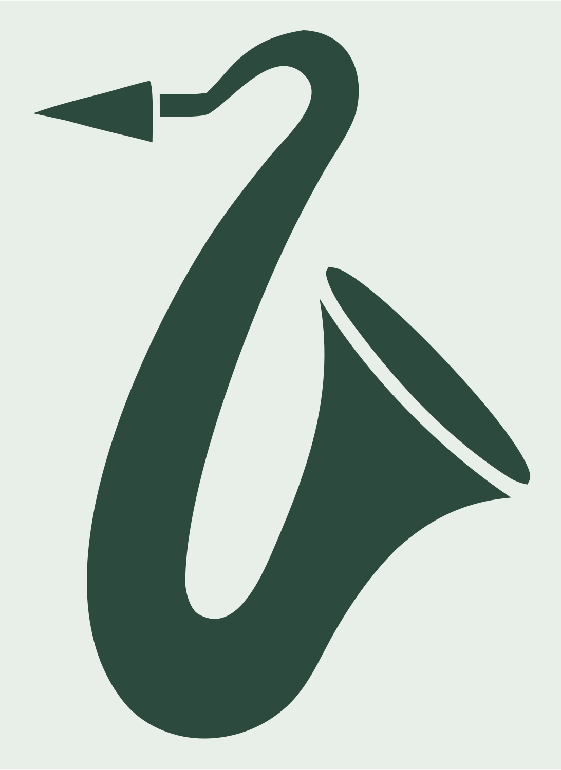 Classic Saxophone Silhouette Icon #e8efe9/#2d4a3e