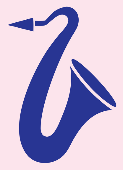 Classic Saxophone Silhouette Icon #fce4ec/#283593