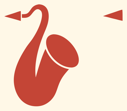 Minimalist Saxophone Sound Badge #fff8e7/#c44536
