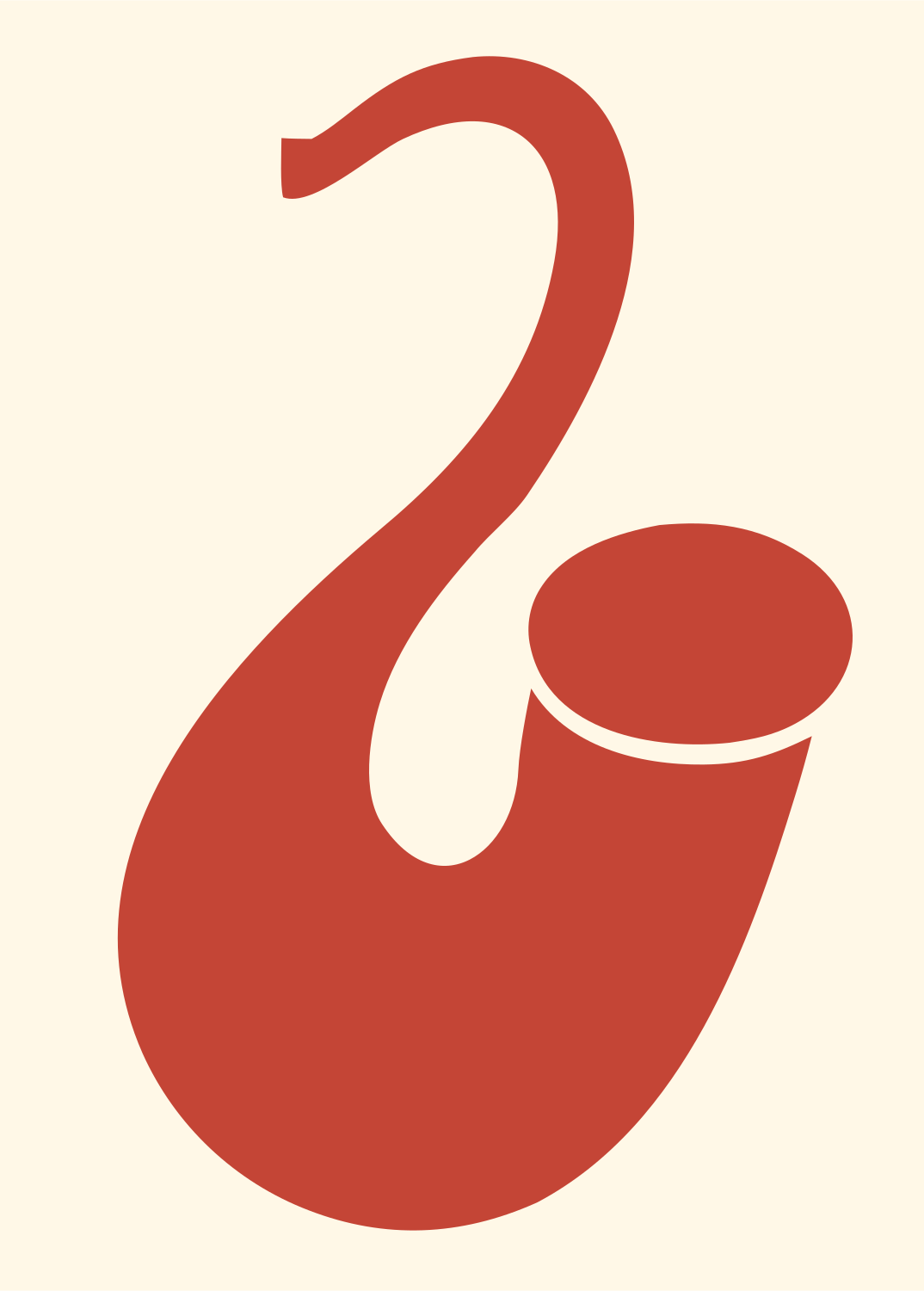 Bold Saxophone Curved Crest #fff8e7/#c44536