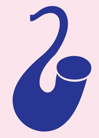 Bold Saxophone Curved Crest #fce4ec/#283593