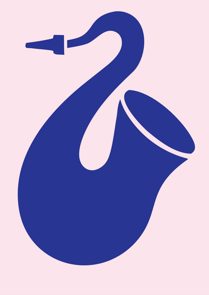 Bold Saxophone Mouthpiece Logo #fce4ec/#283593
