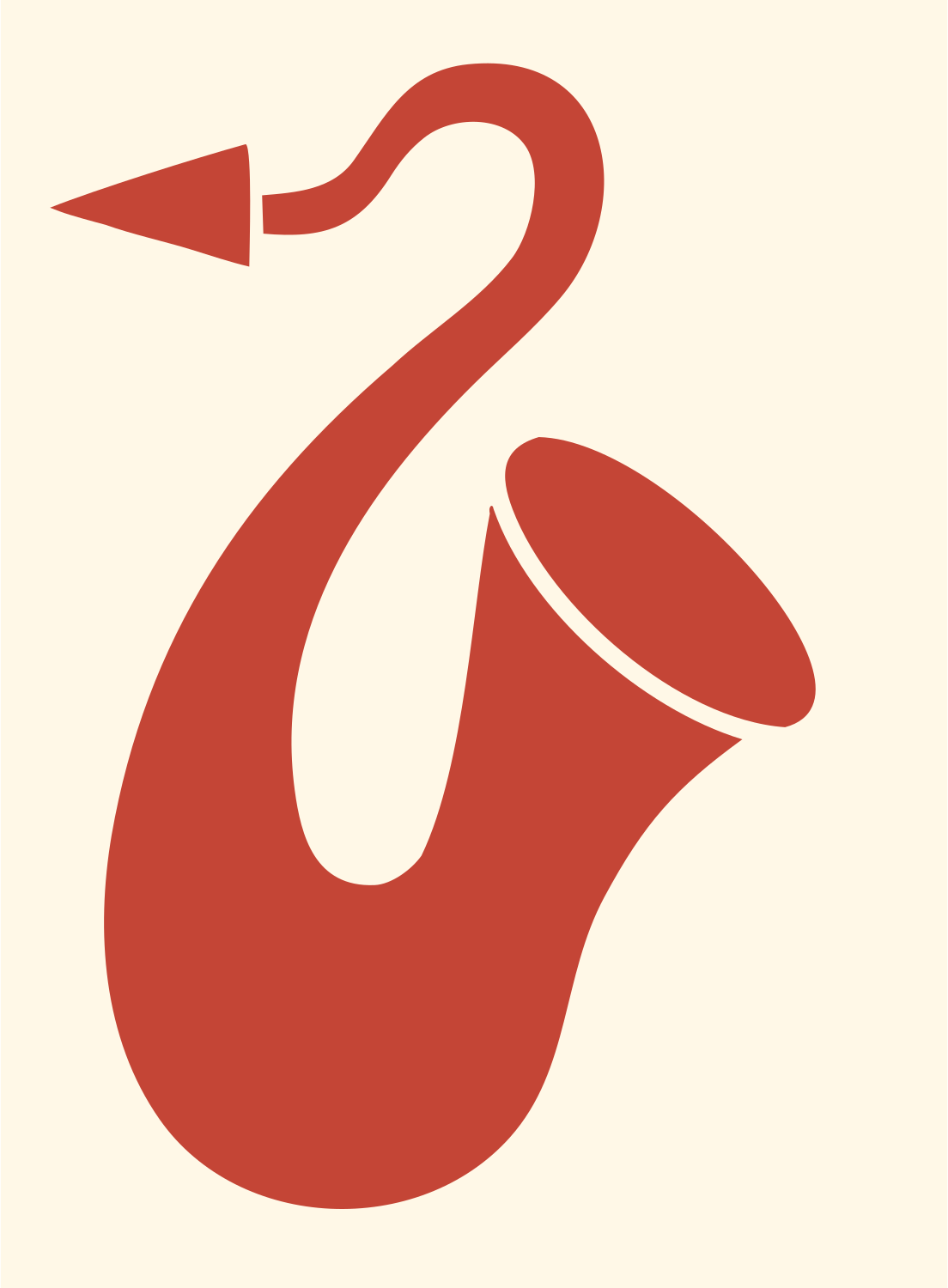 Bold Saxophone Bell Mark #fff8e7/#c44536