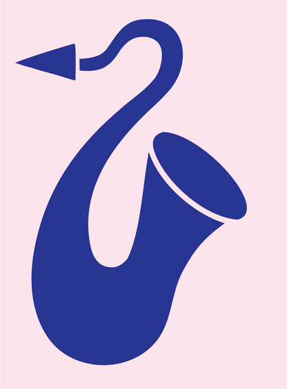 Bold Saxophone Bell Mark #fce4ec/#283593
