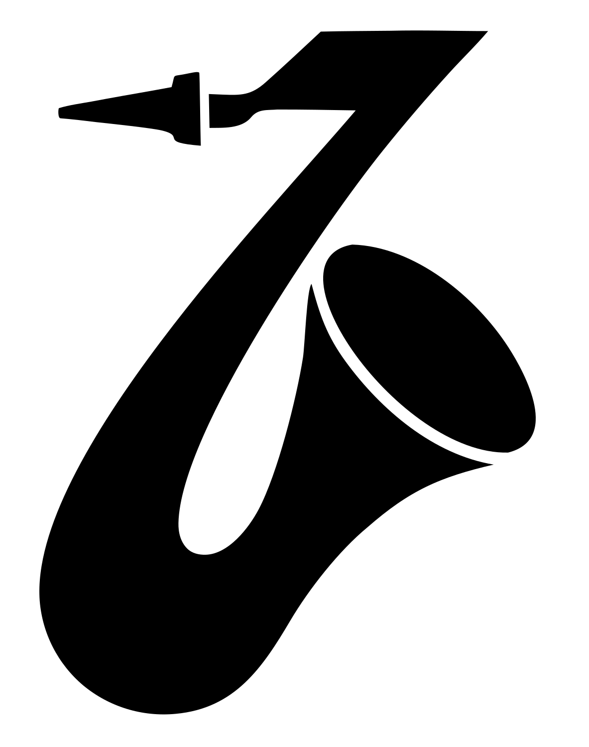 Bold Saxophone Cutout Logo #ffffff/#000000