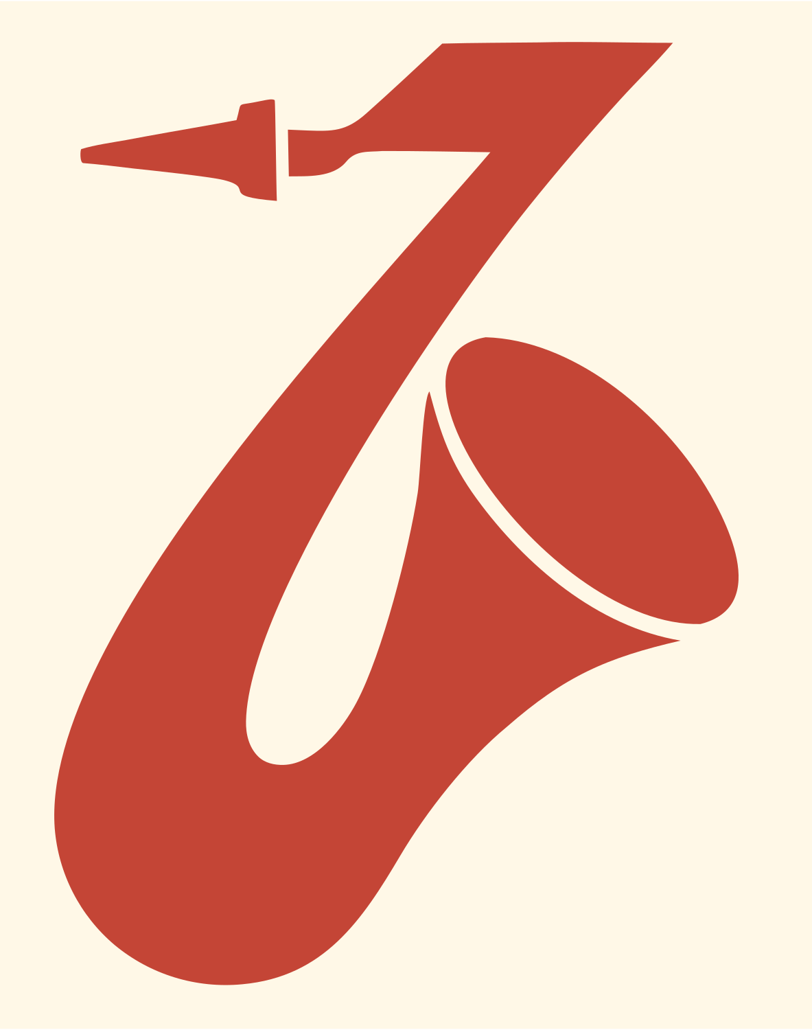 Bold Saxophone Cutout Logo #fff8e7/#c44536