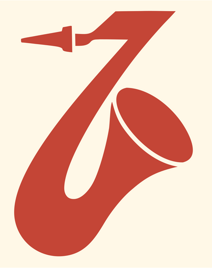 Bold Saxophone Cutout Logo #fff8e7/#c44536